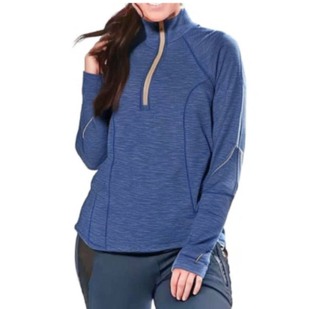 Tangerine Women's 1/4-Zip Pullover Athletic Long Sleeve Shirt Royal Size Large